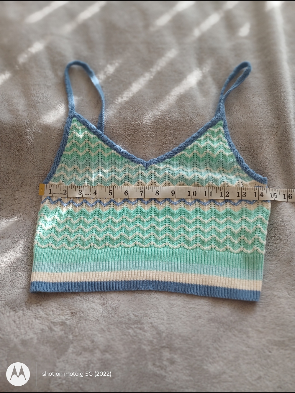 American Eagle Blue & Mint Knit  Cropped Tank Top Size L - Picture 6 of 8